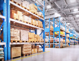 Image of warehouse with new upgraded led high bay lights