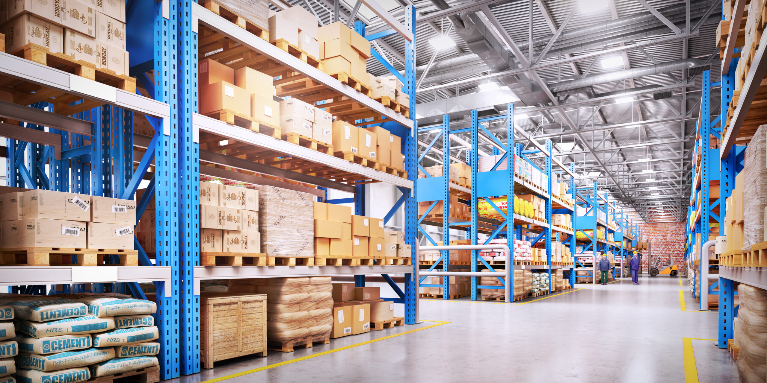 Image of warehouse with new upgraded led high bay lights