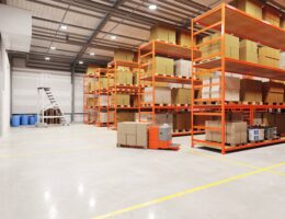 Warehouse with high bay lights