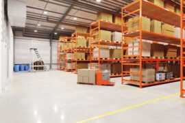 Warehouse with high bay lights