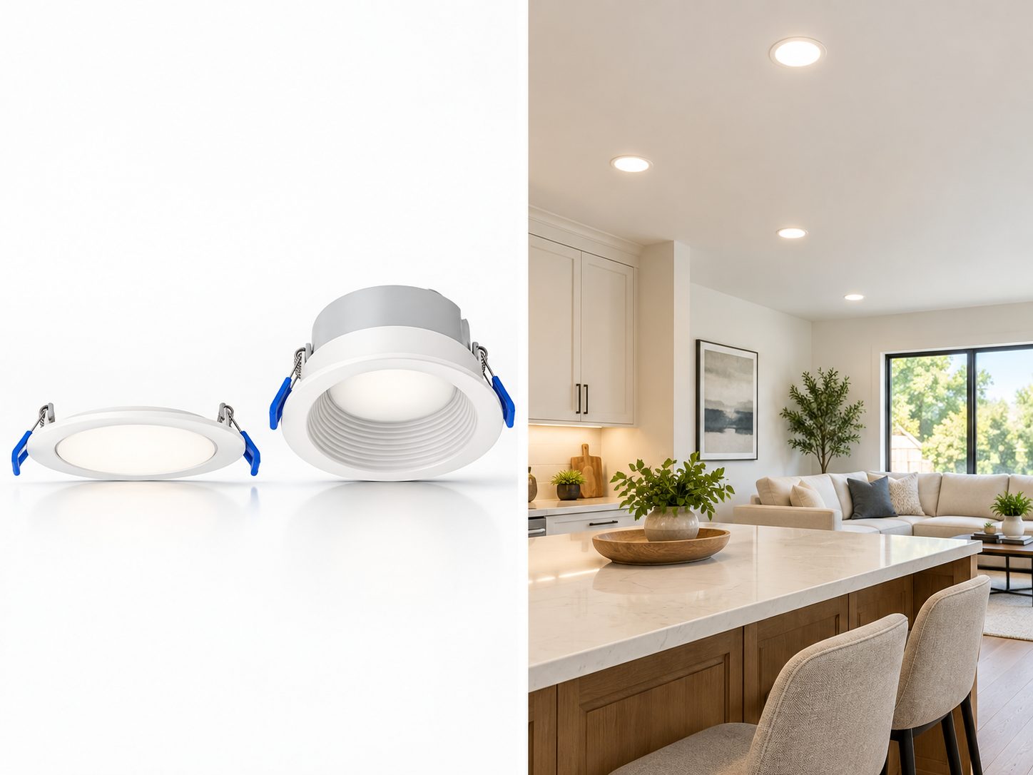 Westgate recessed lighting includes slim wafer and deeper baffle-style downlights for a variety of ceiling applications.