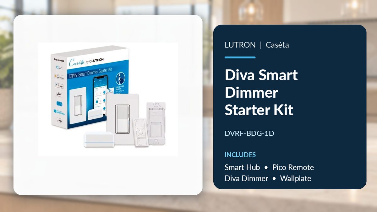 Lutron Caseta Diva Smart Dimmer Starter Kit with Smart Hub.