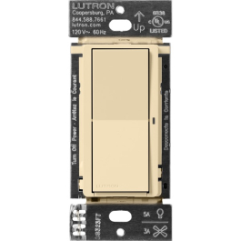 Lutron MS-VPS2H-LA Vacancy Sensor Switch Dimmer, 2A, Maestro, Light Almond