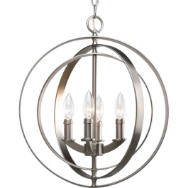Progress Lighting Equinox 16" 4-Light Pendant - 120V - Burnished Silver