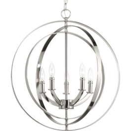 Progress Lighting Equinox 22" 5-Light Pendant - 120V - Polished Nickel