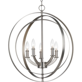 Progress Lighting Equinox 22" 5-Light Pendant - 120V - Burnished Silver