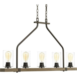 Progress Lighting Barnes Mill 5-Light Linear Island Chandelier - 120V - Antique Bronze