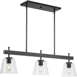 Progress Lighting Saffert 3-Light Linear Island Chandelier - 120V - Matte Black