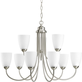 Progress Lighting Gather 28" 9-Light Chandelier - 120V - Brushed Nickel