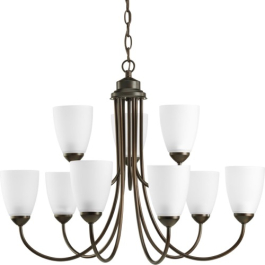 Progress Lighting Gather 28" 9-Light Chandelier - 120V - Antique Bronze
