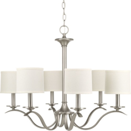 Progress Lighting Inspire 30" 6-Light Chandelier - 120V - Brushed Nickel