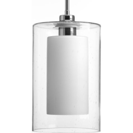 Progress Lighting Double Glass 14" 1-Light Pendant - 120V - Polished Chrome