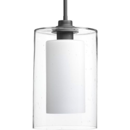 Progress Lighting Double Glass 14" 1-Light Pendant - 120V - Graphite