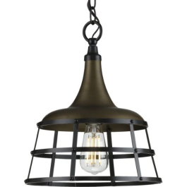 Progress Lighting Bastille 1-Light Pendant - 120V - Aged Brass