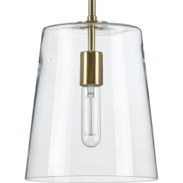Progress Lighting Clarion 11" 1-Light Pendant - 120V - Satin Brass