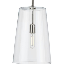 Progress Lighting Clarion 16" 1-Light Pendant - 120V - Polished Nickel