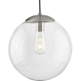 Progress Lighting Atwell 12" Round 1-Light Pendant - 120V - Brushed Nickel