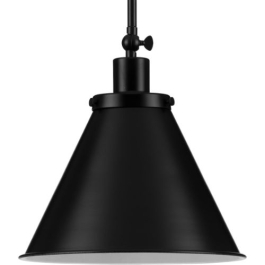 Progress Lighting Hinton 12" 1-Light Pendant - Metal Shade - 120V - Matte Black