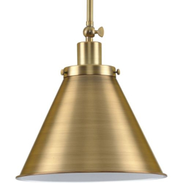 Progress Lighting Hinton 12" 1-Light Pendant - Metal Shade - 120V - Vintage Brass