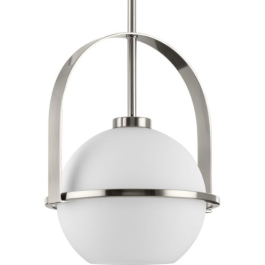 Progress Lighting Delayne 9" 1-Light Pendant - 120V - Brushed Nickel