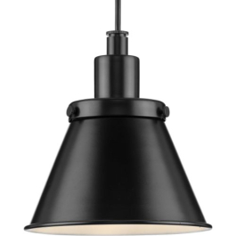 Progress Lighting Hinton 8" 1-Light Pendant - Metal Shade - 120V - Matte Black