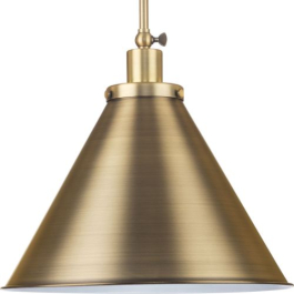 Progress Lighting Hinton 16" 1-Light Pendant - Metal Shade - 120V - Vintage Brass