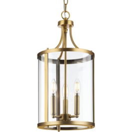 Progress Lighting Gilliam 3-Light Pendant - 120V - Vintage Brass