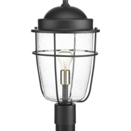 Progress Lighting Holcombe 1-Light Post Top Lantern - 120V - Textured Black