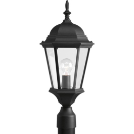 Progress Lighting Welbourne 1-Light Post Top Lantern - 120V - Textured Black