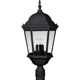 Progress Lighting Welbourne 3-Light Post Top Lantern - 120V - Textured Black