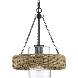 Progress Lighting Pembroke 18.5" 1-Light Outdoor Pendant - 120V - Matte Black