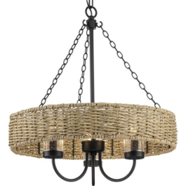 Progress Lighting Pembroke 21.5" 3-Light Outdoor Pendant - 120V - Matte Black