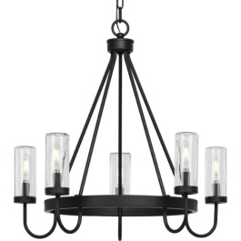 Progress Lighting Swansea 5-Light Outdoor Chandelier - 120V - Matte Black