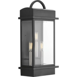 Progress Lighting Santee 3-Light Large Outdoor Wall Lantern - 120V - Matte Black