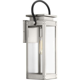 Progress Lighting Union Square 1-Light Medium Outdoor Wall Lantern - 120V - Stainless Steel