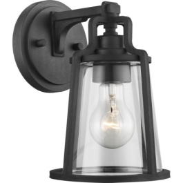 Progress Lighting Benton Harbor 1-Light Small Outdoor Wall Lantern - 120V - Textured Black