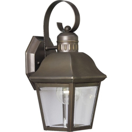 Progress Lighting Andover 1-Light Small Outdoor Wall Lantern - 120V - Antique Bronze