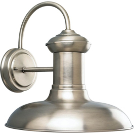 Progress Lighting Brookside 1-Light Large Outdoor Wall Lantern - 120V - Antique Nickel