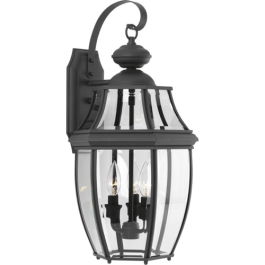 Progress Lighting New Haven 3-Light Large Outdoor Wall Lantern - 120V - Textured Black