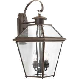 Progress Lighting Burlington 3-Light Large Outdoor Wall Lantern - 120V - Antique Bronze