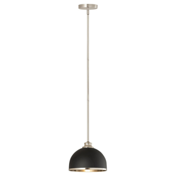 Z-Lite Landry 10" 1-Light Pendant - 120V - Matte Black / Brushed Nickel