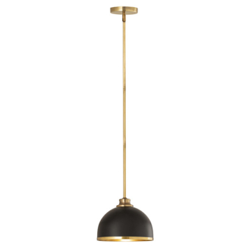 Z-Lite Landry 10" 1-Light Pendant - 120V - Matte Black / Rubbed Brass