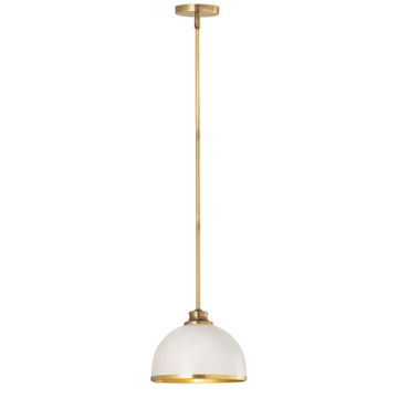 Z-Lite Landry 10" 1-Light Pendant - 120V - Matte White / Rubbed Brass