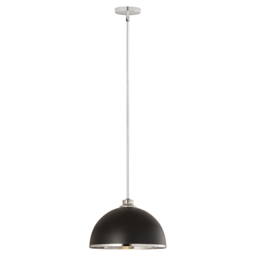 Z-Lite Landry 14" 1-Light Pendant - 120V - Matte Black / Chrome