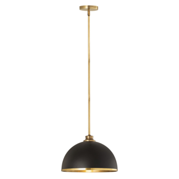 Z-Lite Landry 14" 1-Light Pendant - 120V - Matte Black / Rubbed Brass