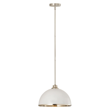 Z-Lite Landry 14" 1-Light Pendant - 120V - Matte White / Brushed Nickel