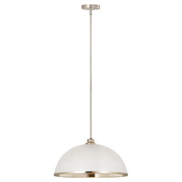Z-Lite Landry 20" 1-Light Pendant - 120V - Matte White / Brushed Nickel