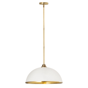 Z-Lite Landry 20" 1-Light Pendant - 120V - Matte White / Rubbed Brass