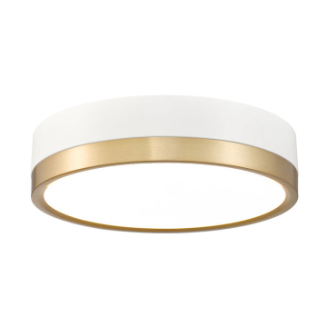 Z-Lite Algar 12" LED Flush Mount - 24W - CCT Selectable - 1,630 Lumens - 120V - Matte White / Modern Gold