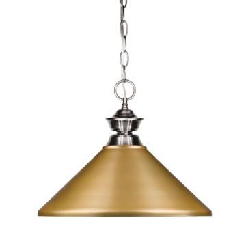 Z-Lite 14" 1-Light Pendant - 120V - Brushed Nickel / Satin Gold